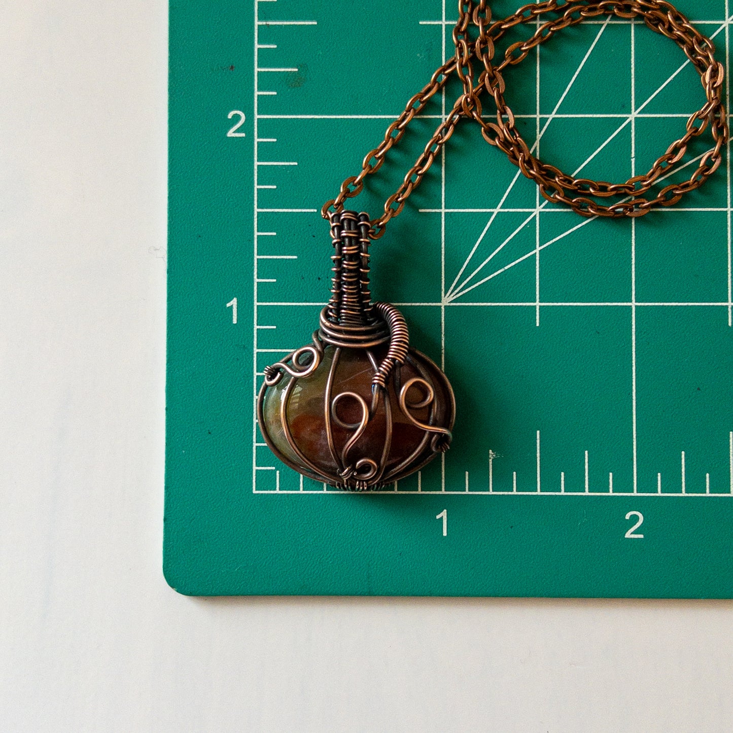 Pumpkin Pendant - Sea Jasper & Copper