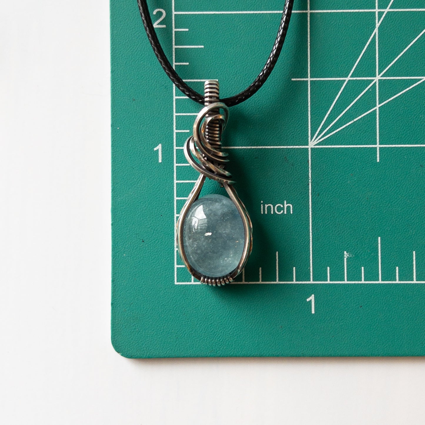 Aquamarine & Sterling Silver Wrapped Pendant