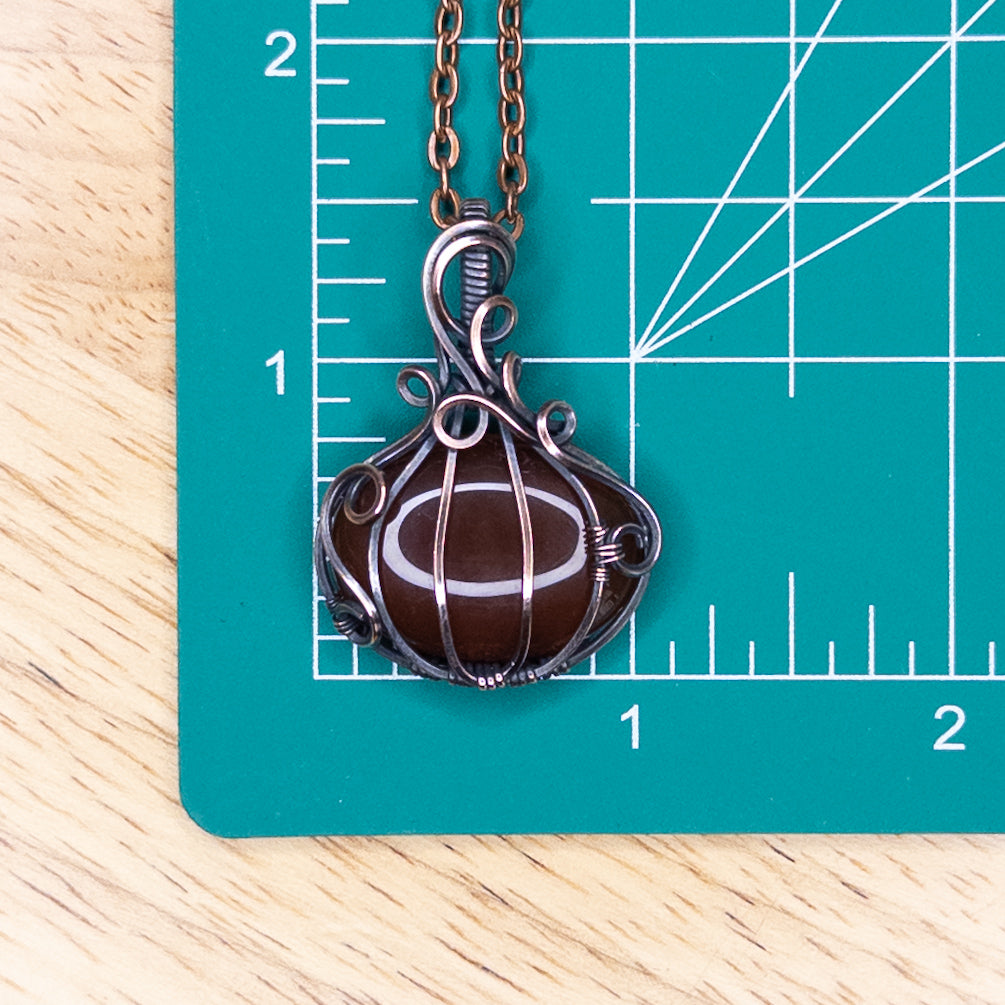 Red Carnelian Antiqued Copper Pumpkin Pendant