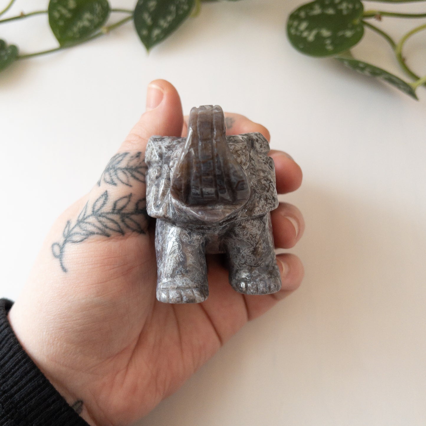 Colorful Moss Agate Elephant A
