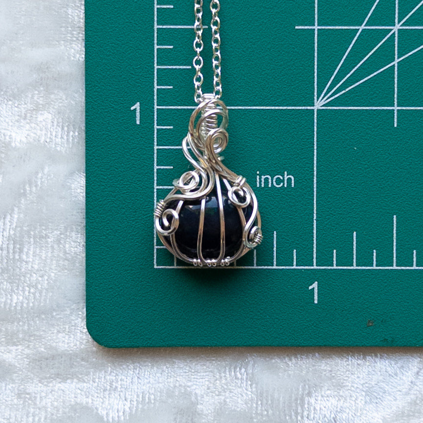 4.6 Carat Black Ethiopian Opal Pumpkin Pendant in Solid Sterling Silver