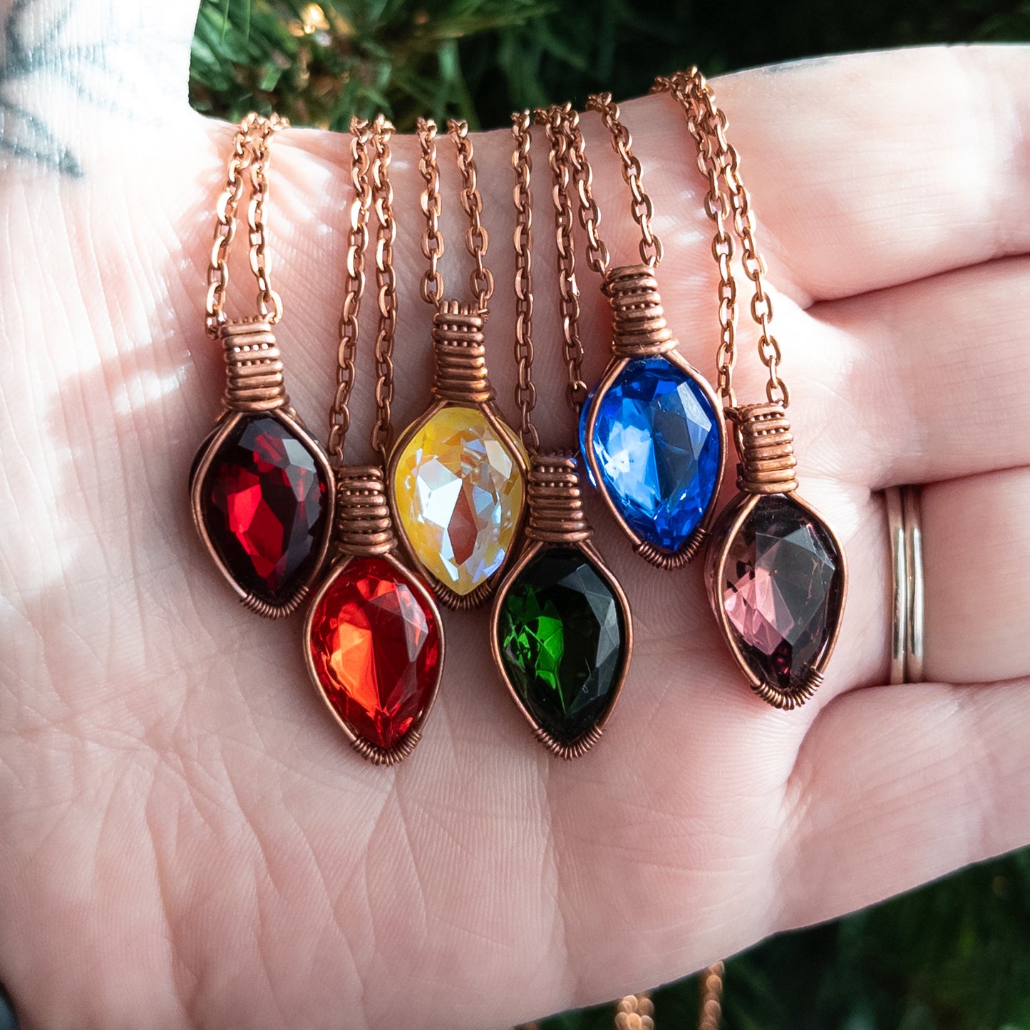 Vintage Glass Jewel Christmas “Light” Pendants