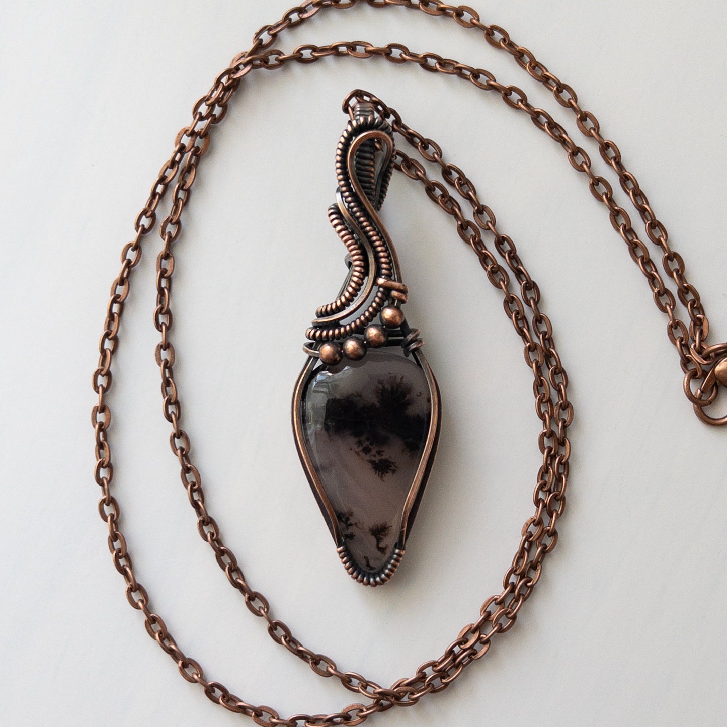 Dendritic Agate Copper Wrapped Pendant