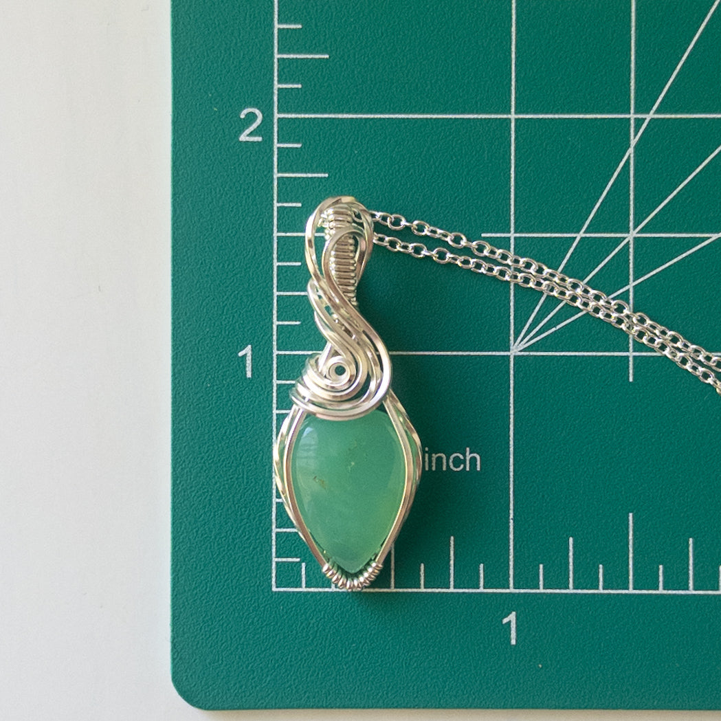 Chrysoprase Sterling Silver Wrapped Pendant