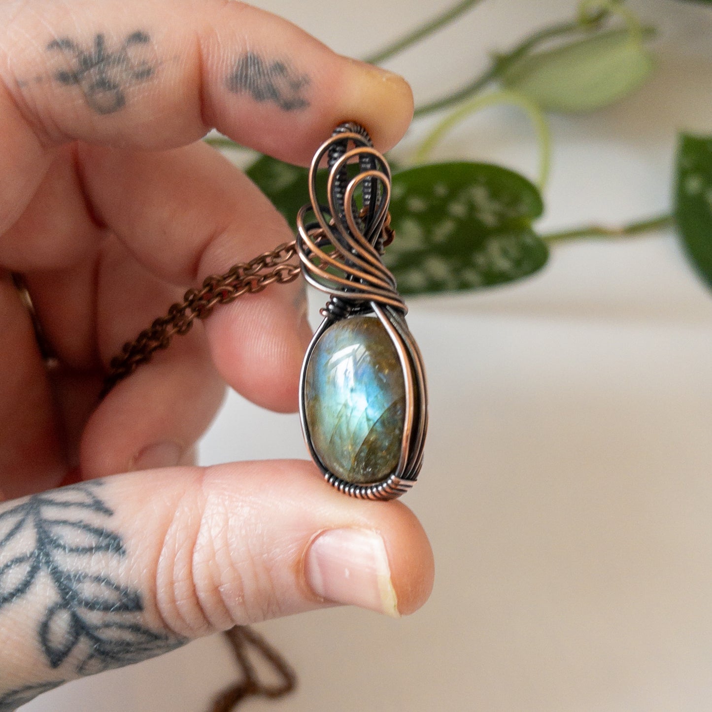 Labradorite & Copper Wrapped Pendant