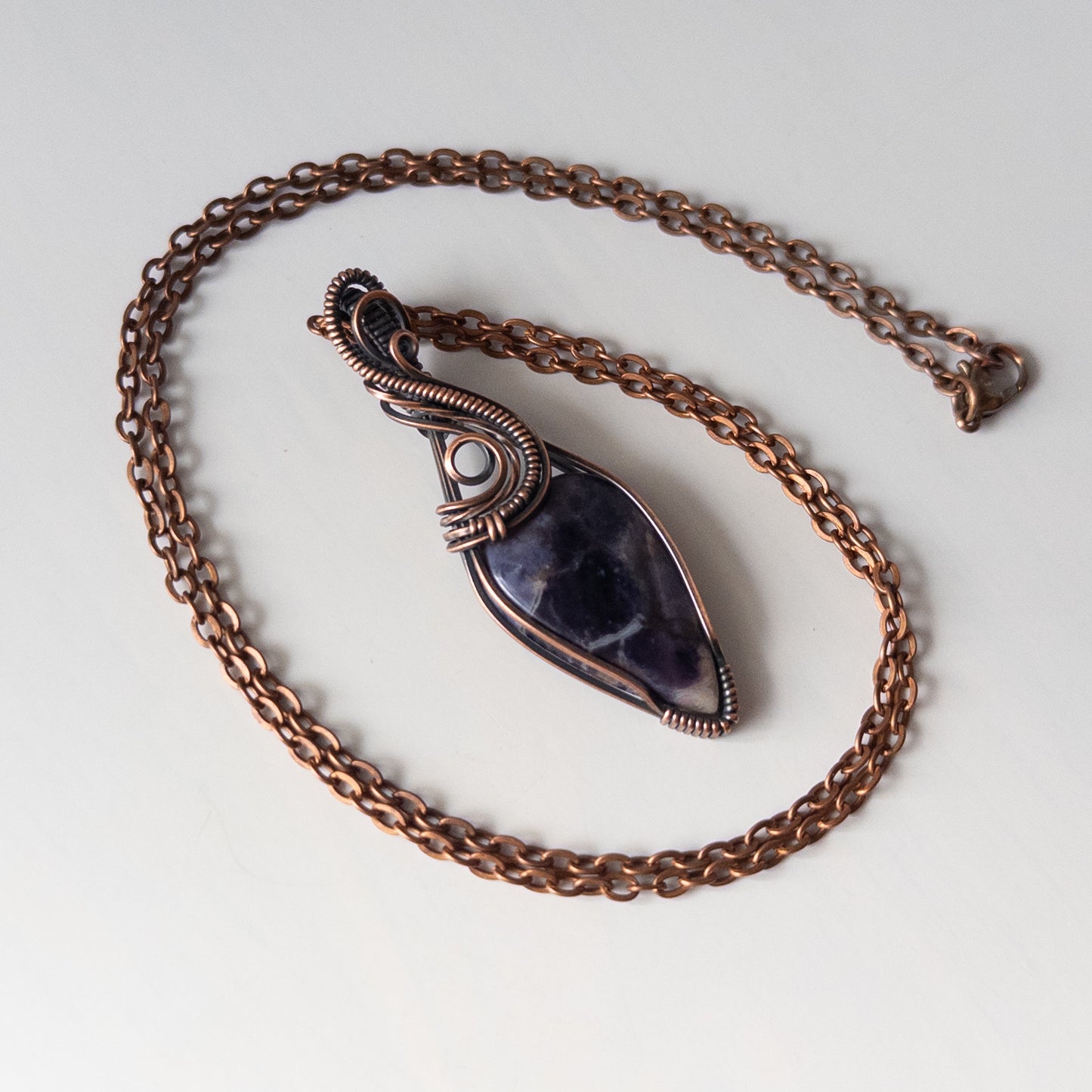 Tiffany Stone Antiqued Copper Wrapped Pendant
