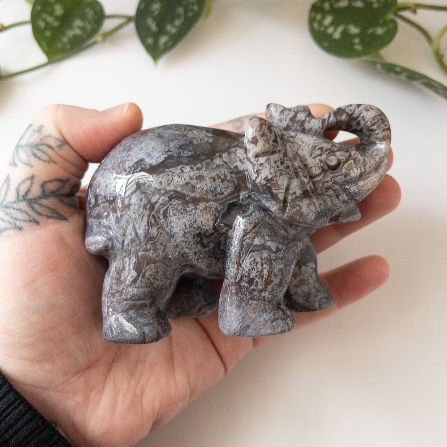 Colorful Moss Agate Elephant B