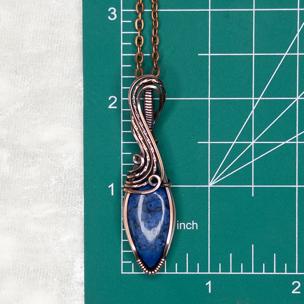 Dumortierite Antiqued Copper Pendant