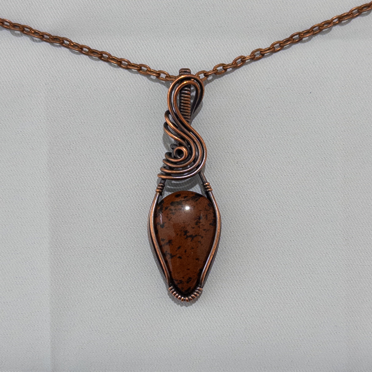 Mahogany Obsidian Copper Wrapped Pendant