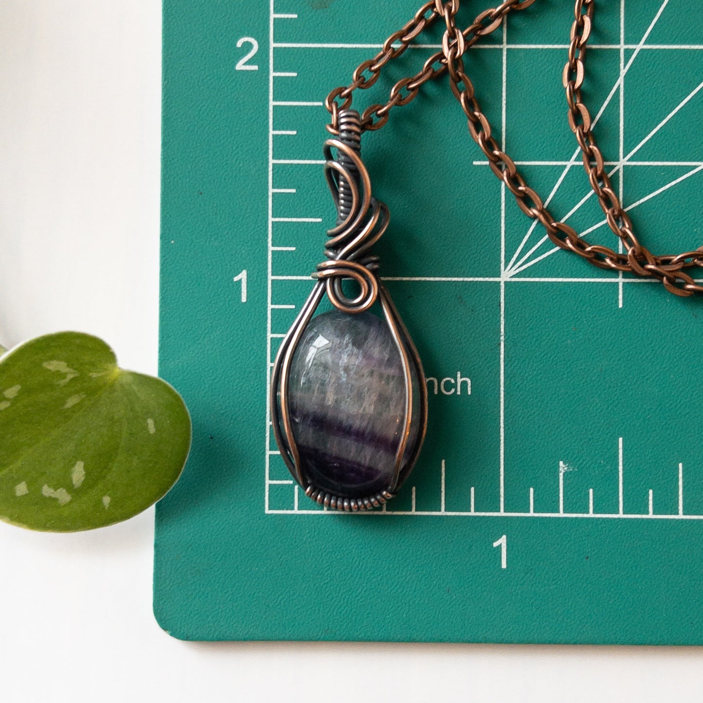 Fluorite & Copper Wrapped Pendant