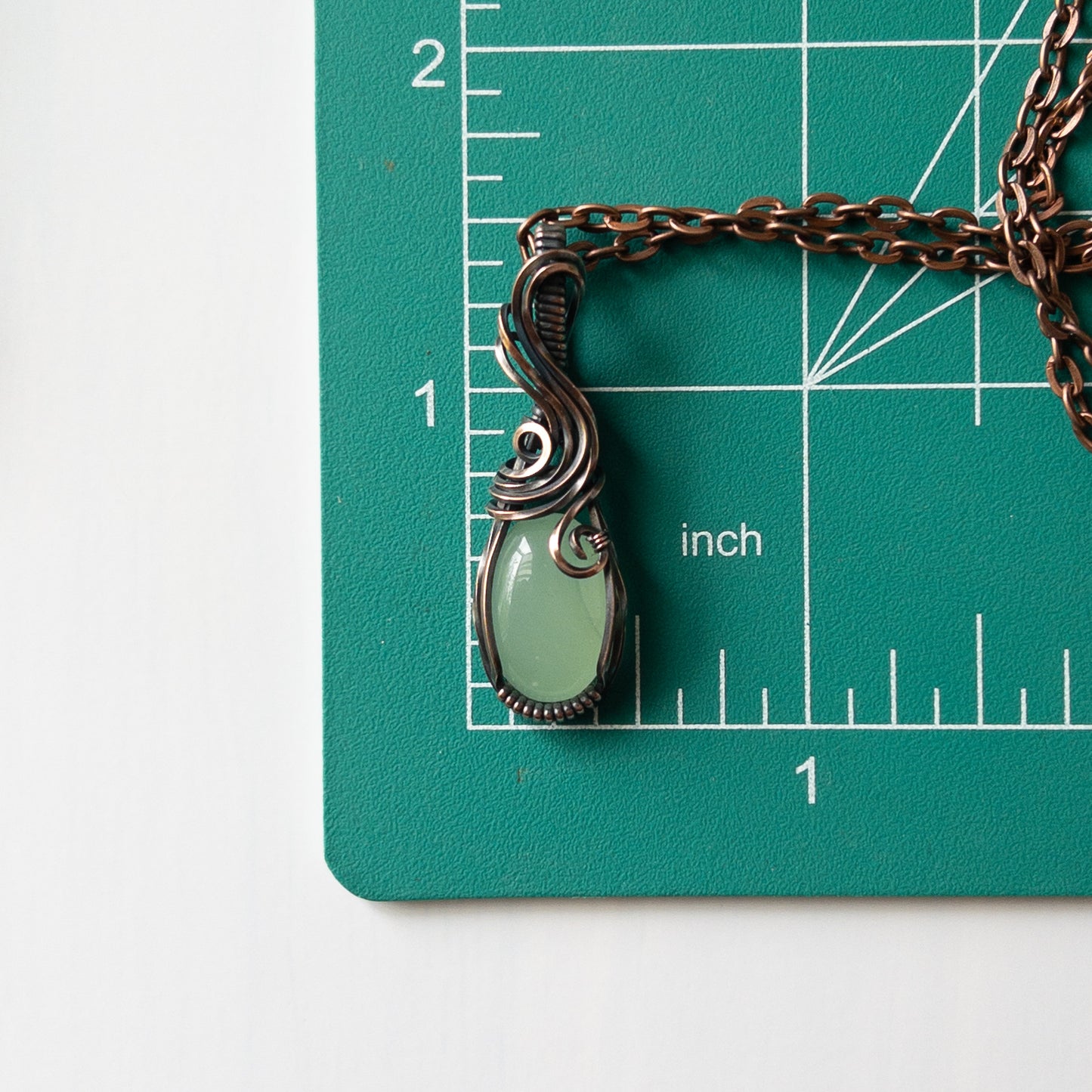 Apple Green Chalcedony & Copper Pendant