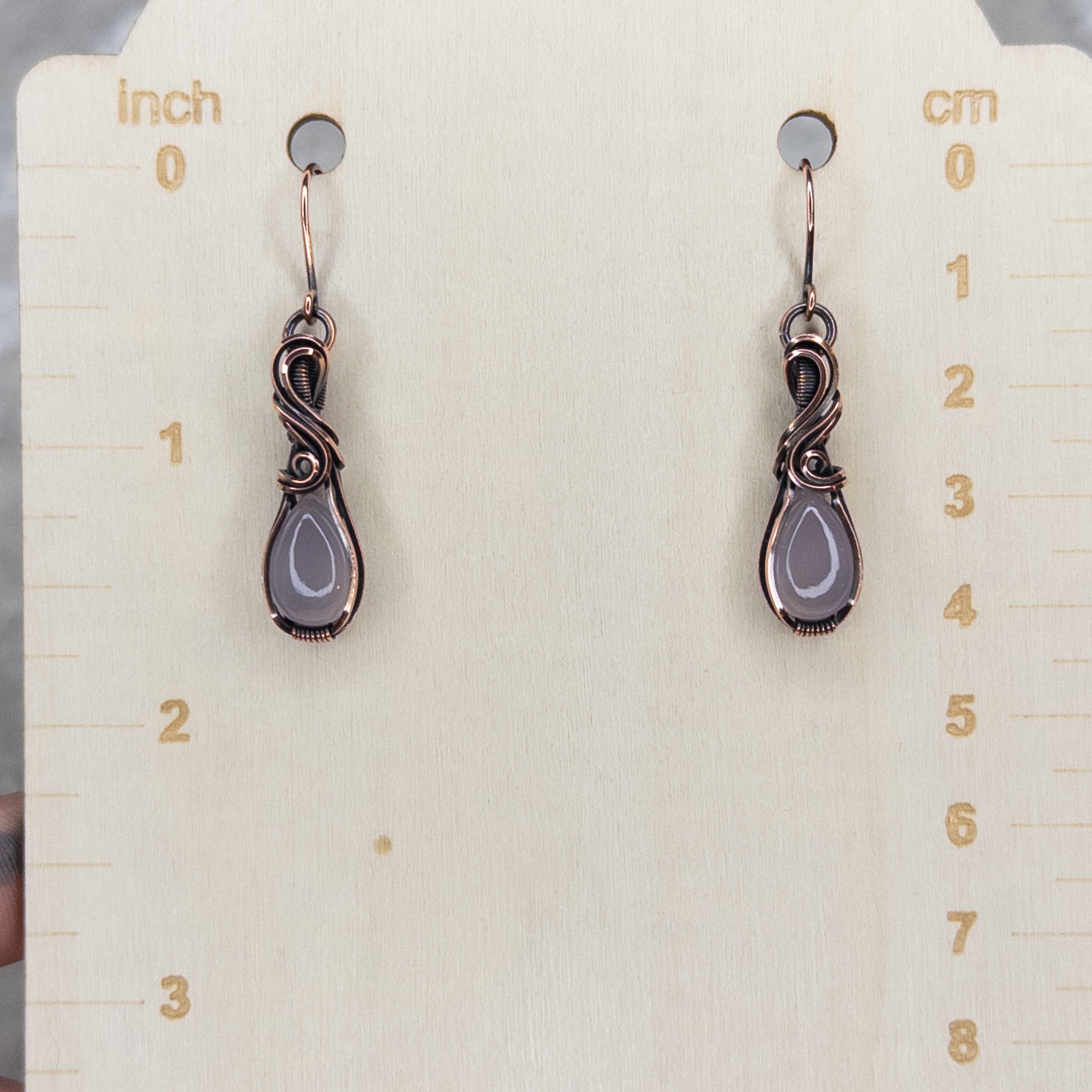 Lavender Quartz Antiqued Copper Earrings