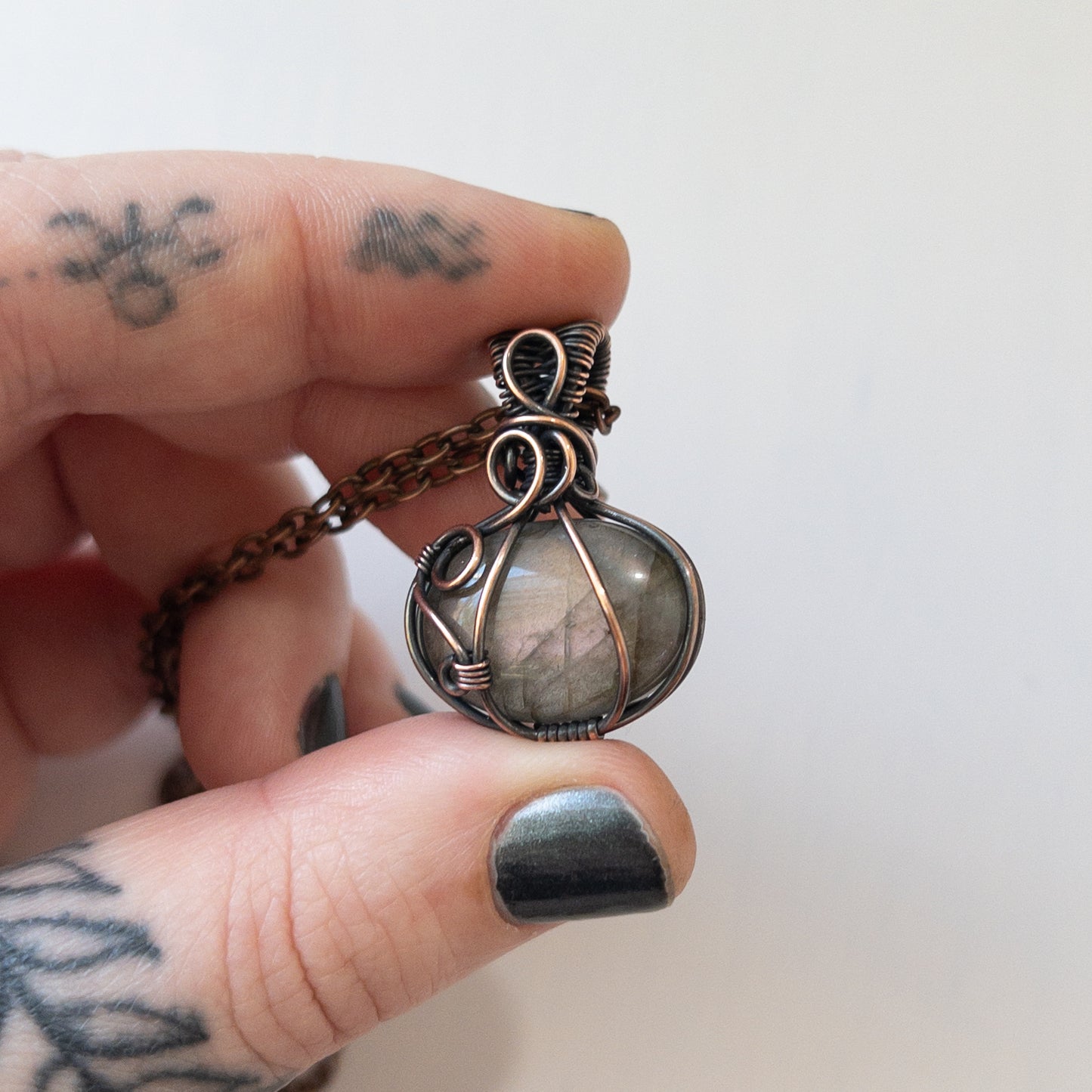 Pumpkin Pendant - Labradorite & Copper