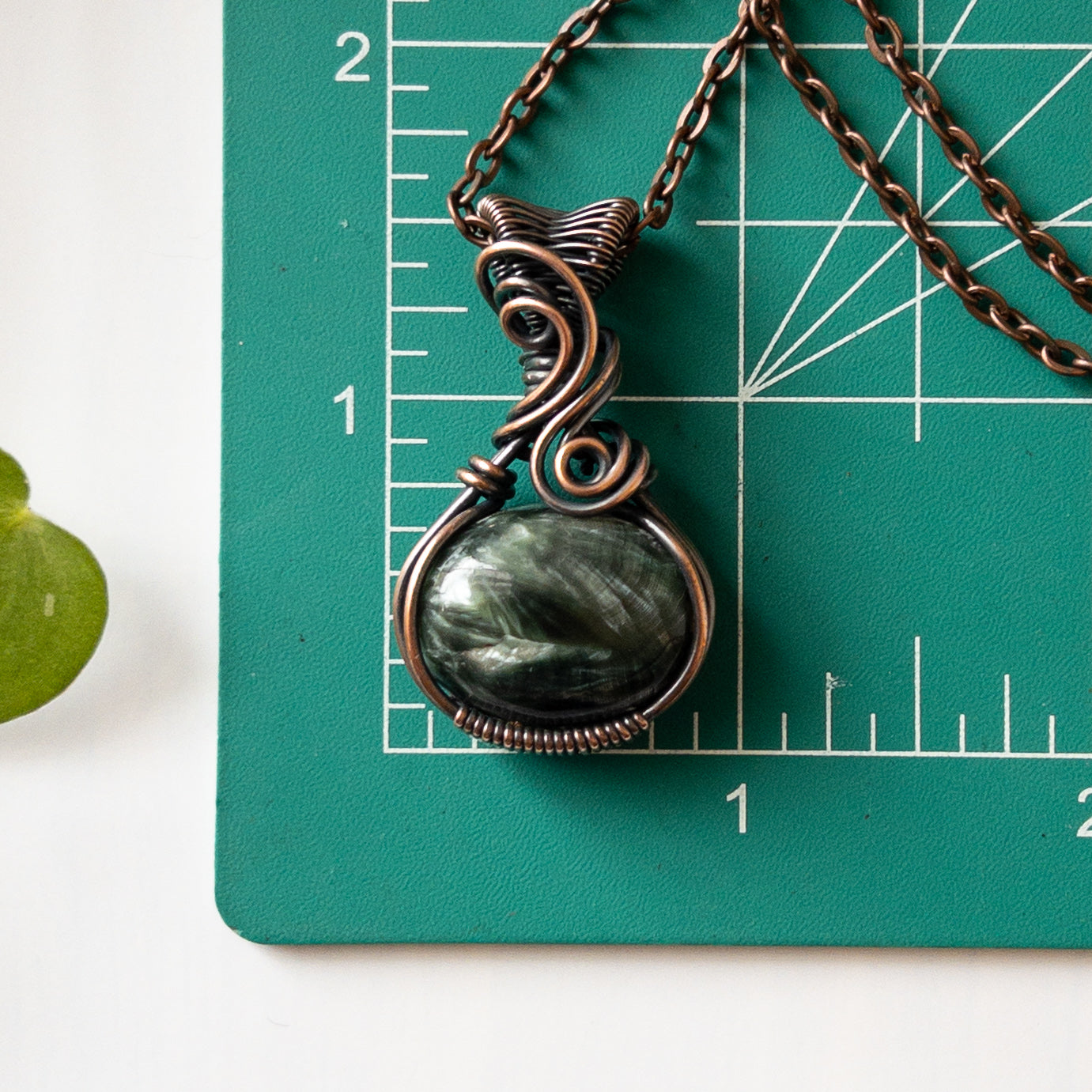 Seraphinite & Copper Wrapped Pendant