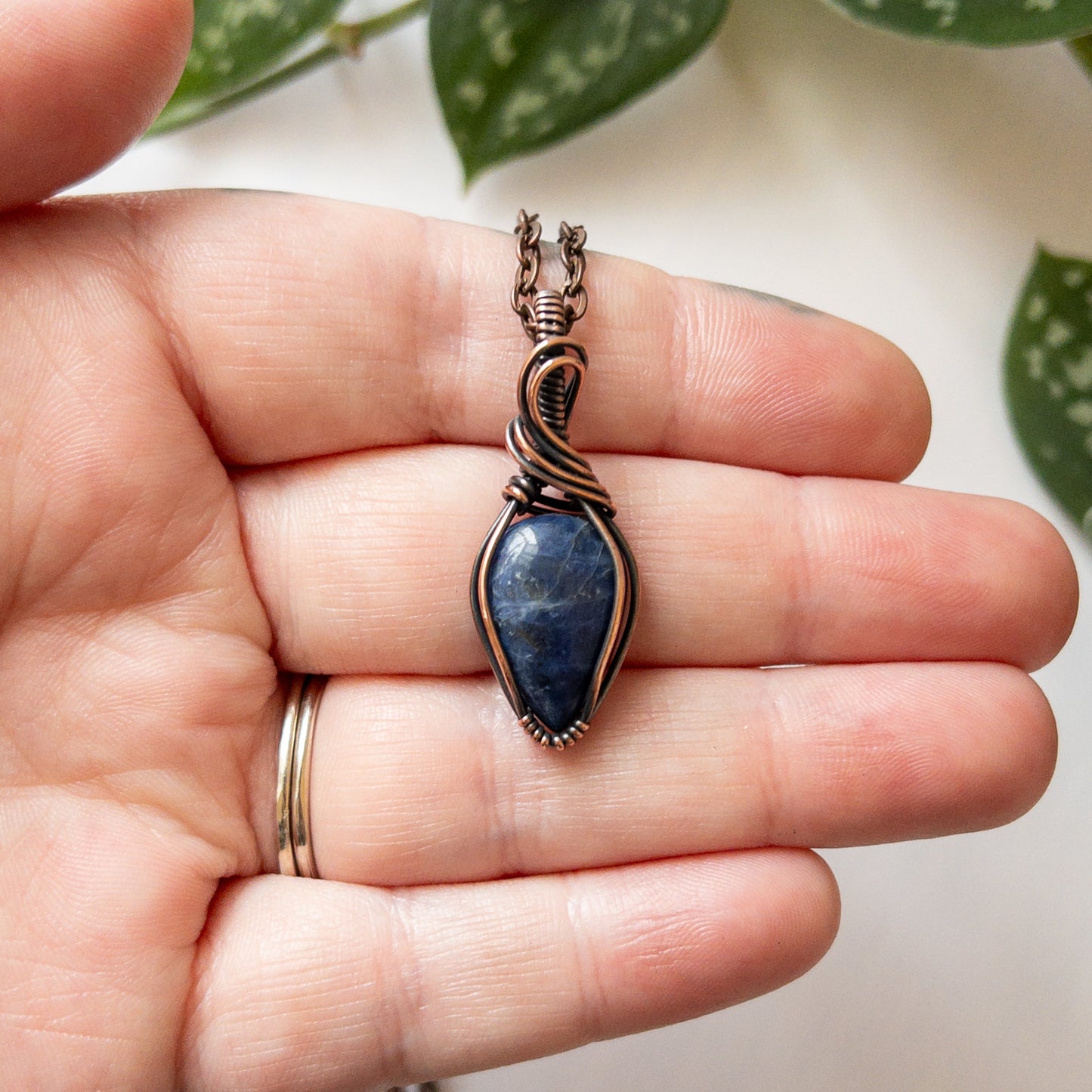 Sodalite & Copper Wrapped Pendant