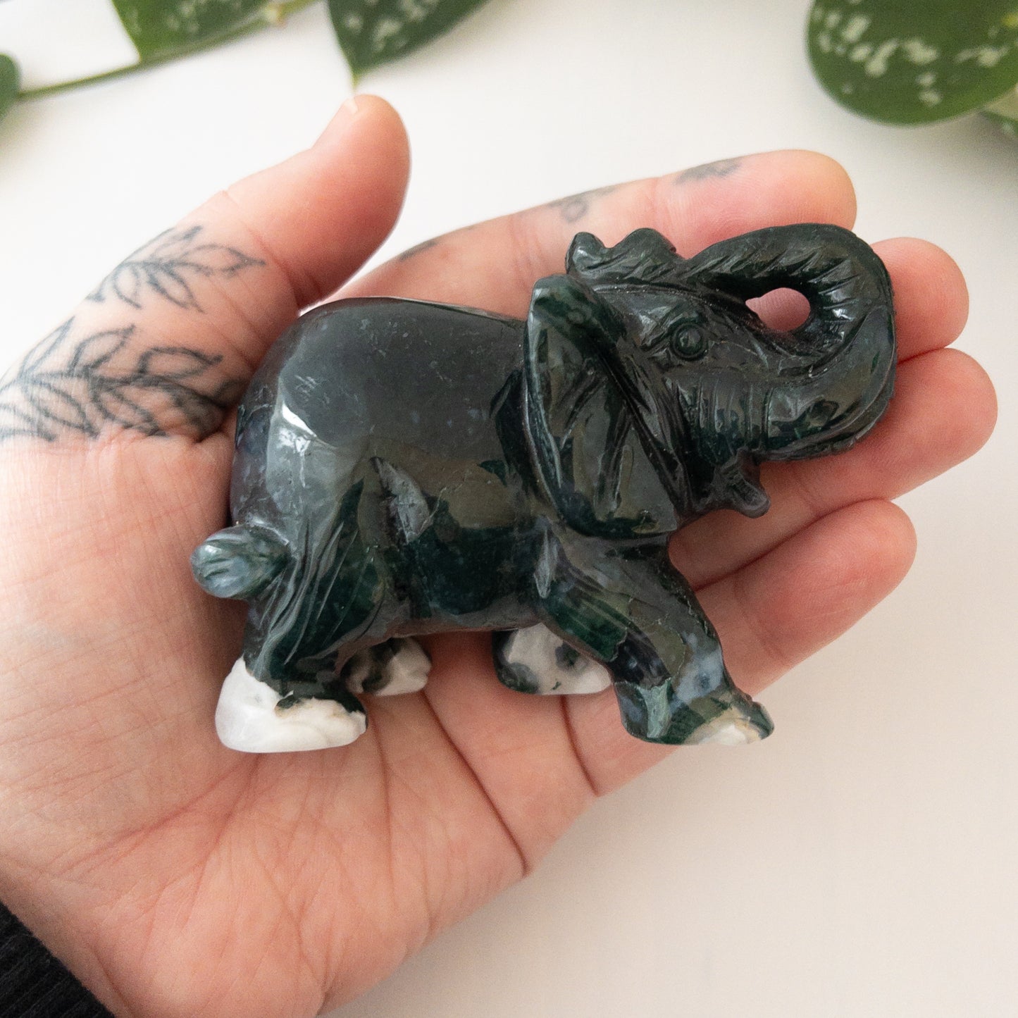 Moss Agate Elephant