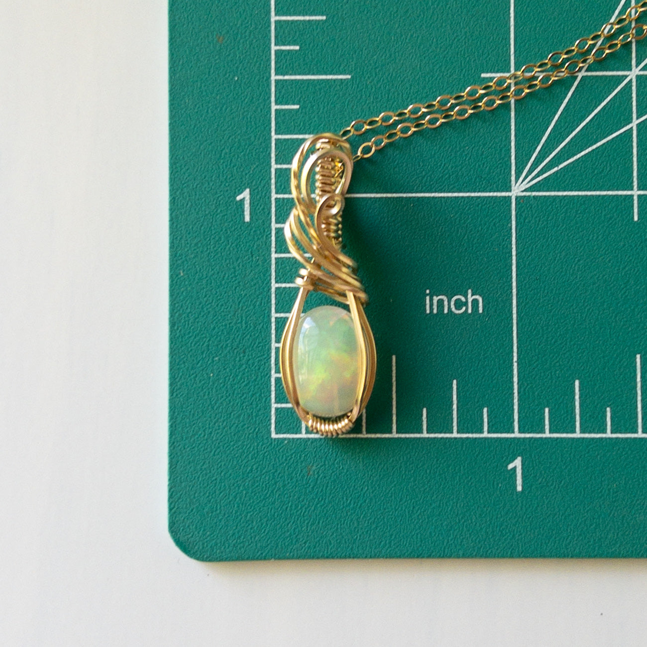 Rhea - Opal & Gold Fill Wire Wrapped Pendant