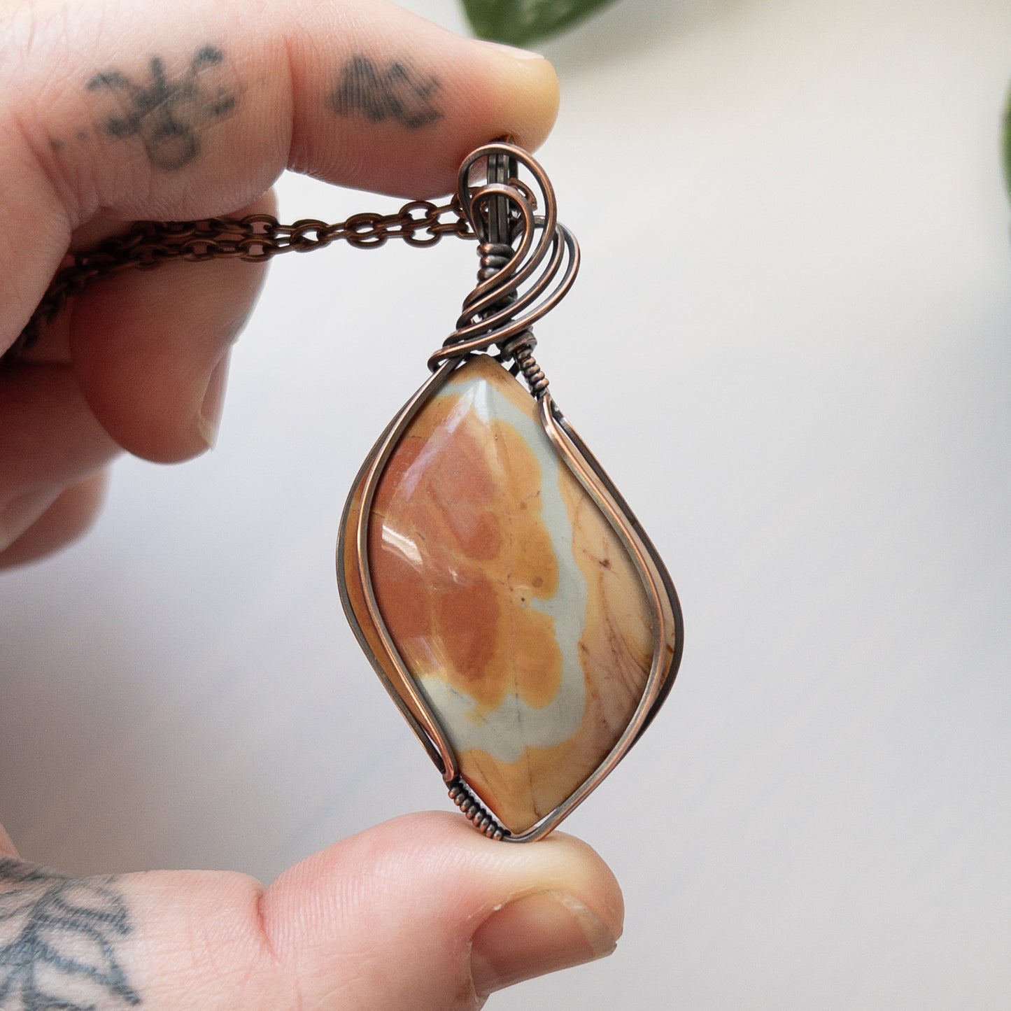 Polychrome Jasper & Copper Wrapped Pendant
