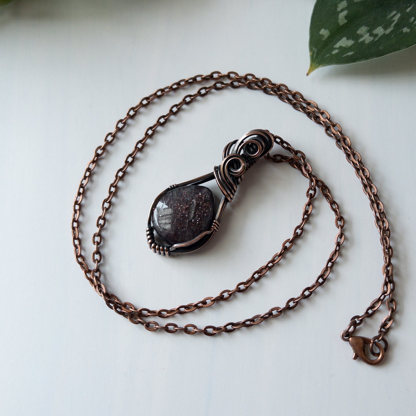 Iolite & Copper Wrapped Pendant