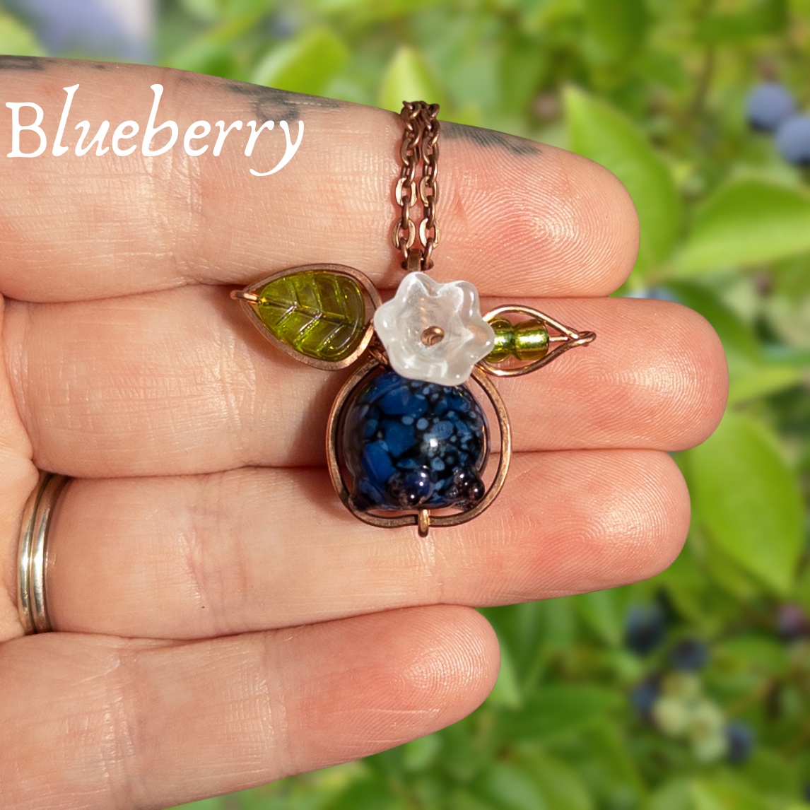“Summer Harvest” Glass Fruit Wrapped Bare Copper Pendants
