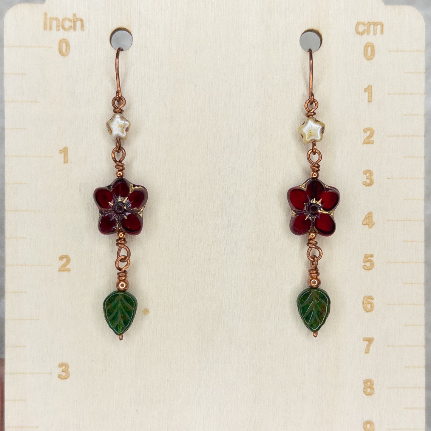 Poinsettia, Star, & Leaf Dangle Earrings