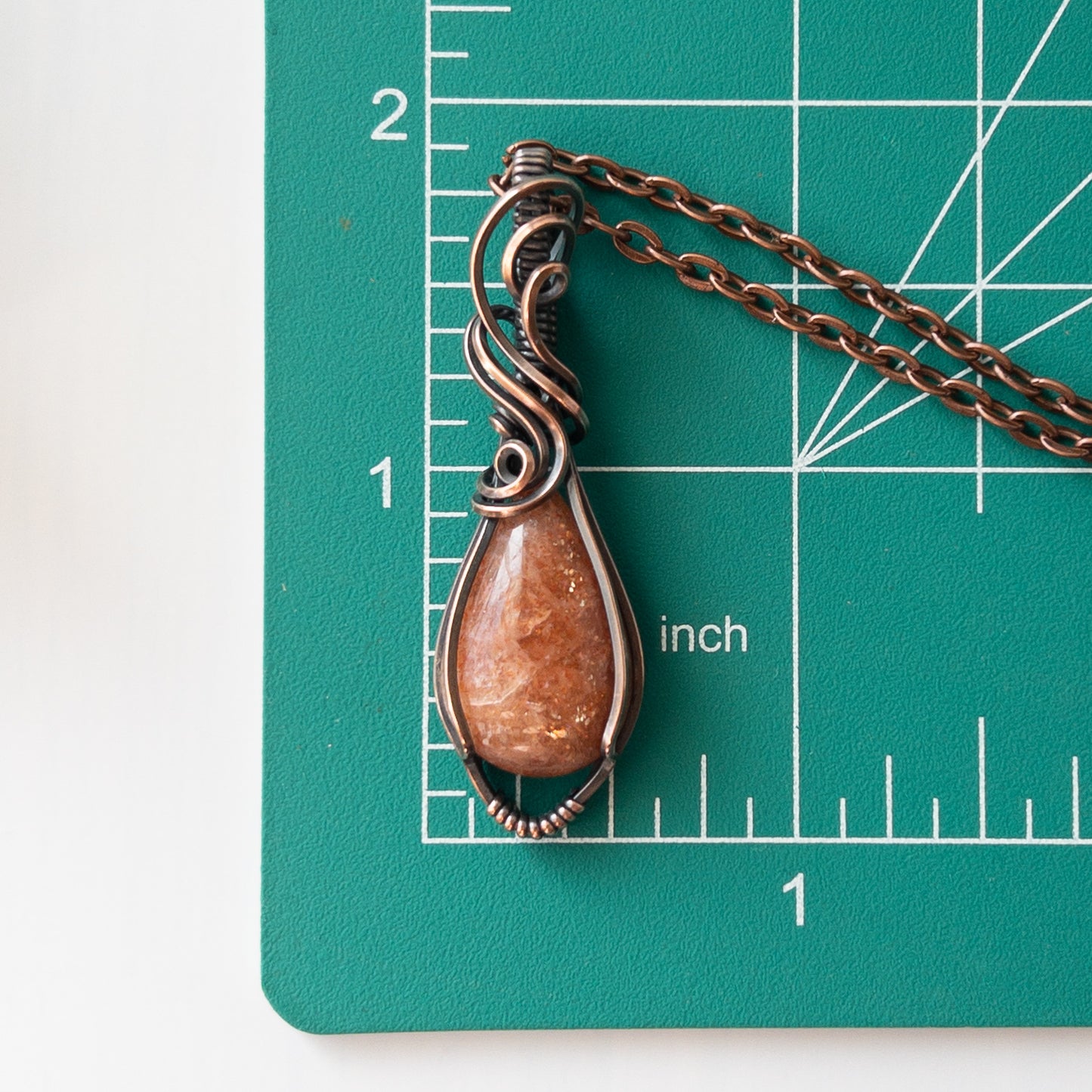 Sunstone & Copper Wrapped Pendant