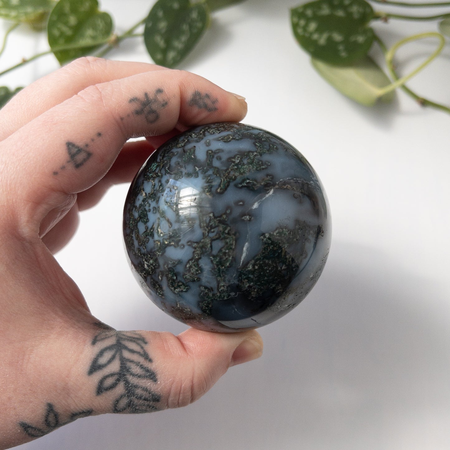 Moss Agate & Quartz Sphere (2.53in.)