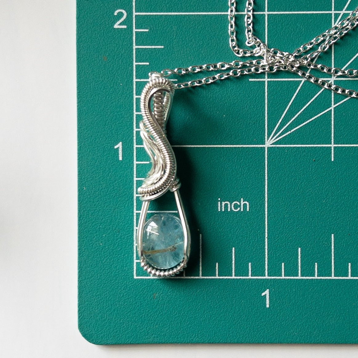 Apatite/Gold Rutile Doublet & Sterling Silver Wrapped Pendant