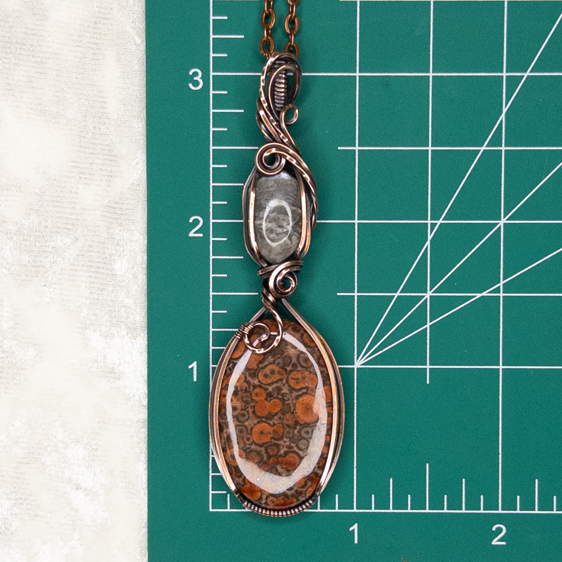 Poppy Jasper & Black Moonstone Antiqued Copper Pendant