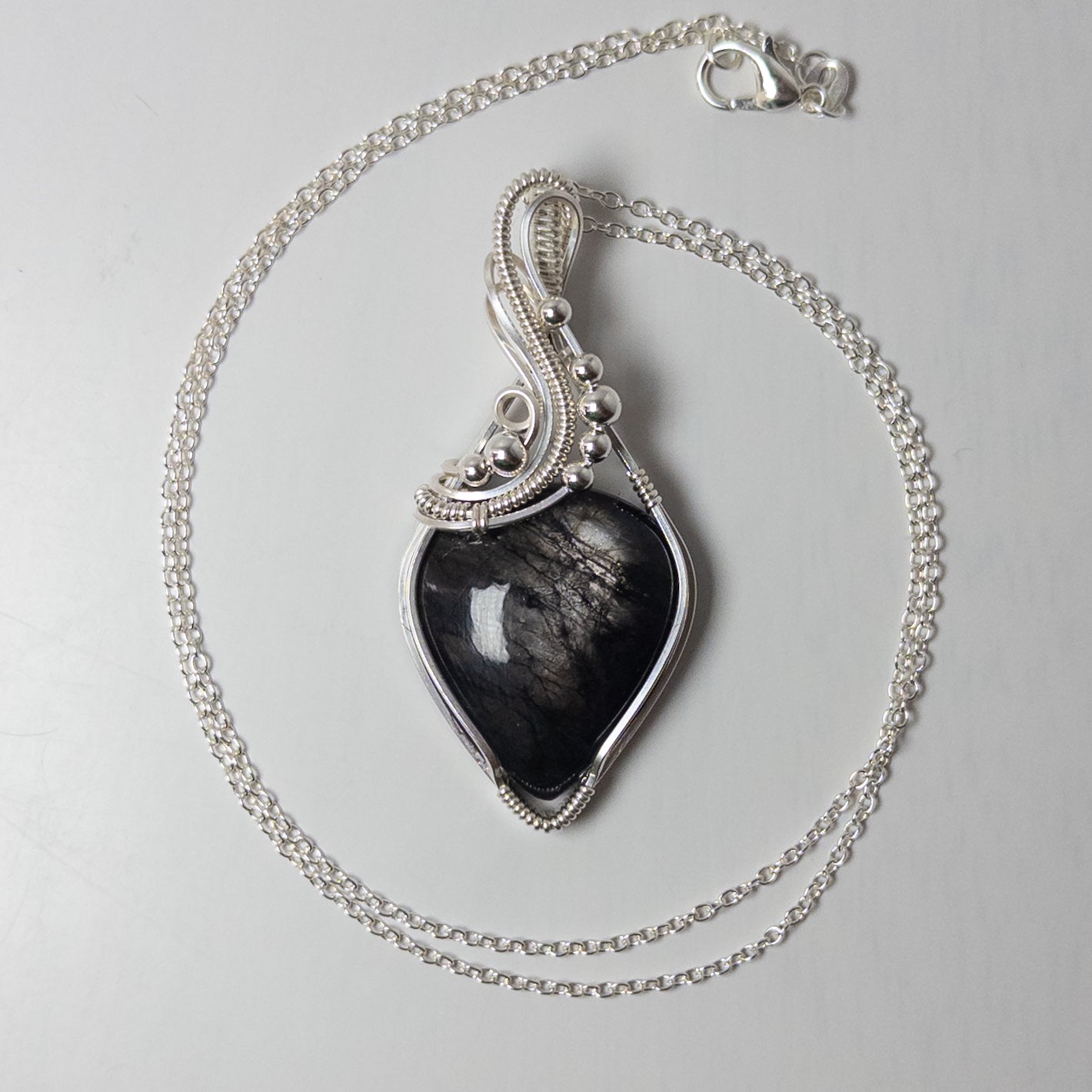 Silver Flash Iolite Sterling Silver Wrapped Pendant