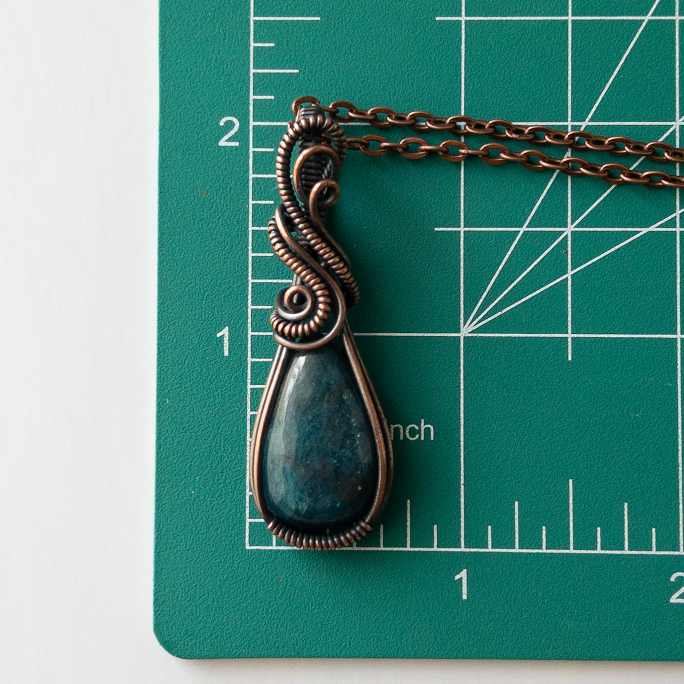 Apatite Teardrop Copper Wrapped Pendant
