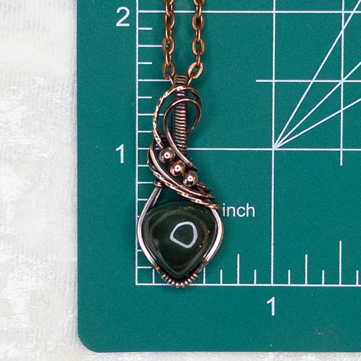 Dainty Smoky Quartz Antiqued Copper Pendant