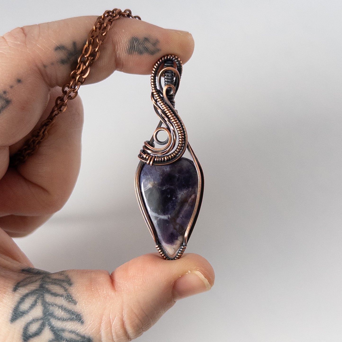 Tiffany Stone Antiqued Copper Wrapped Pendant