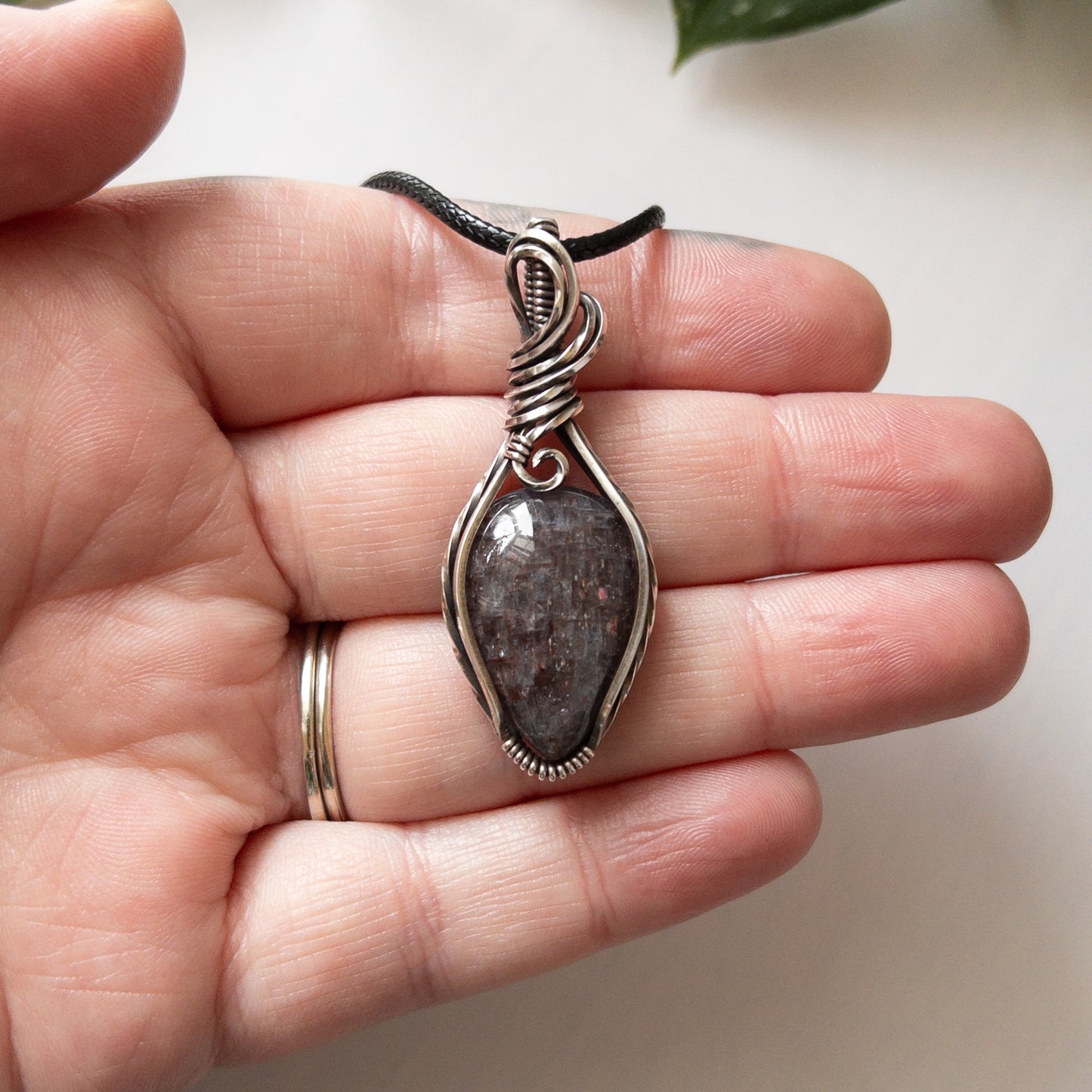 Iolite & Sterling Silver Wrapped Pendant