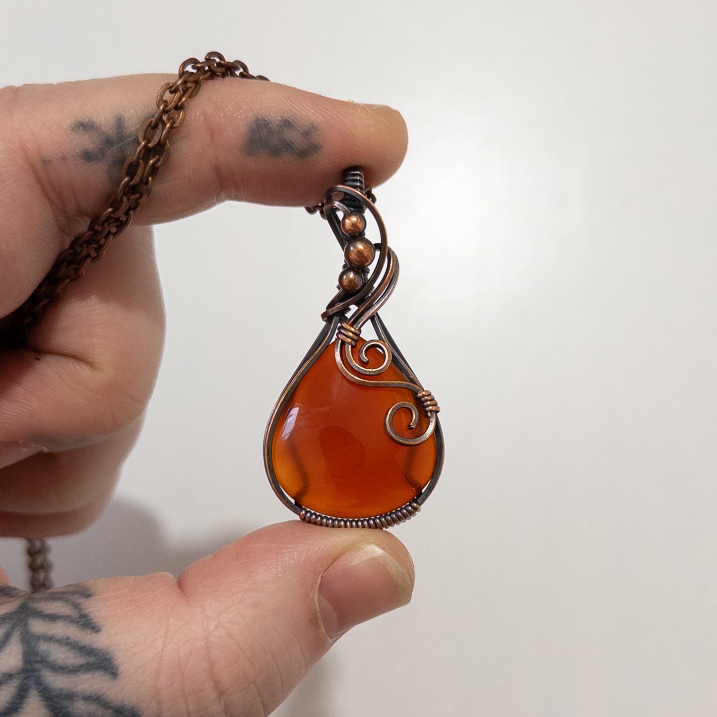 Carnelian Copper Wrapped Pendant