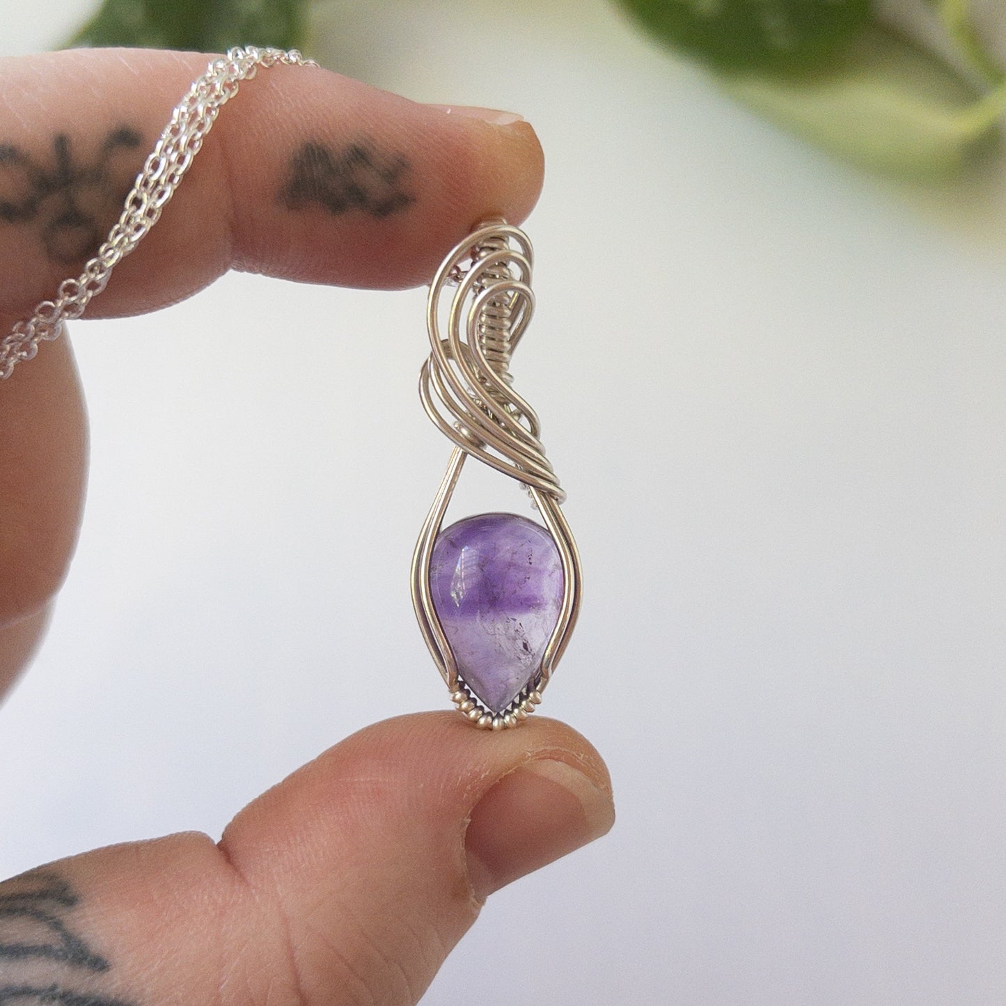 Amethyst & Sterling Silver Wrapped Pendant