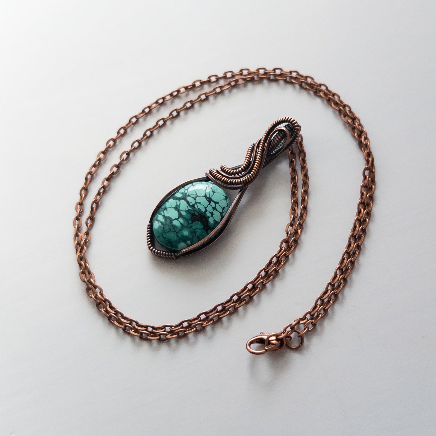 Hubei Turquoise Antiqued Copper Wrapped Pendant