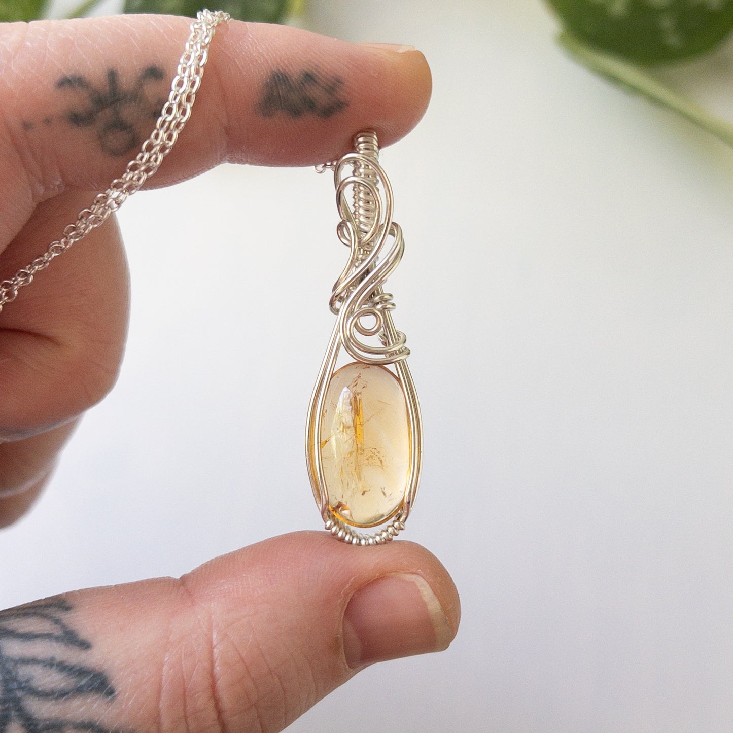 Citrine & Sterling Silver Wrapped Pendant