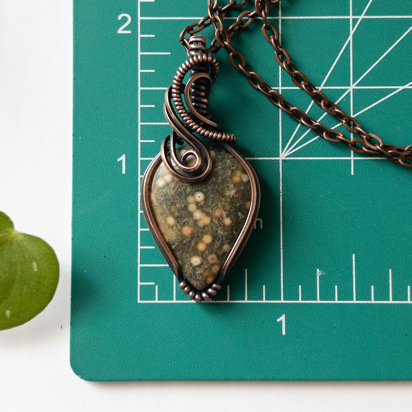 Ocean Jasper & Copper Wrapped Pendant