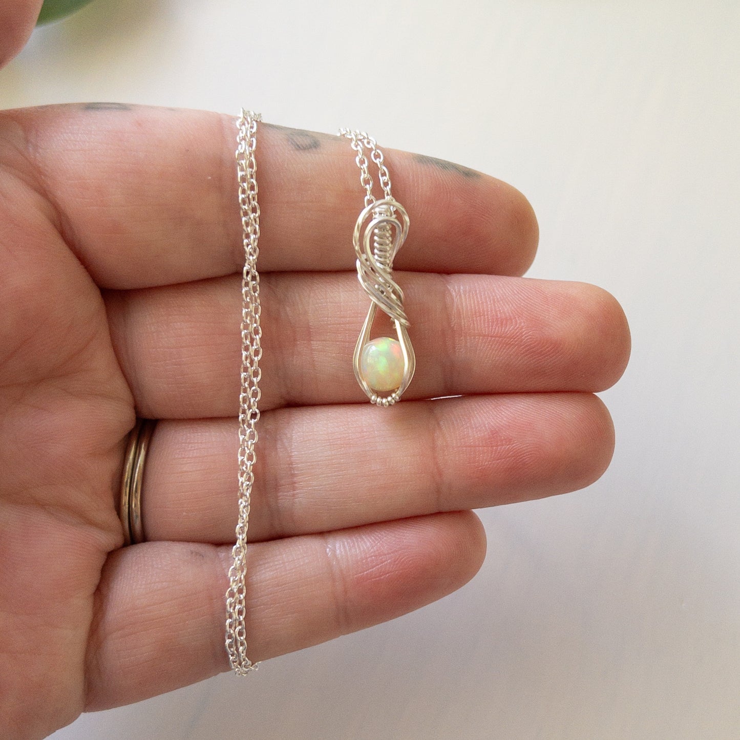 Ethiopian Opal & Sterling Silver Wrapped Pendant