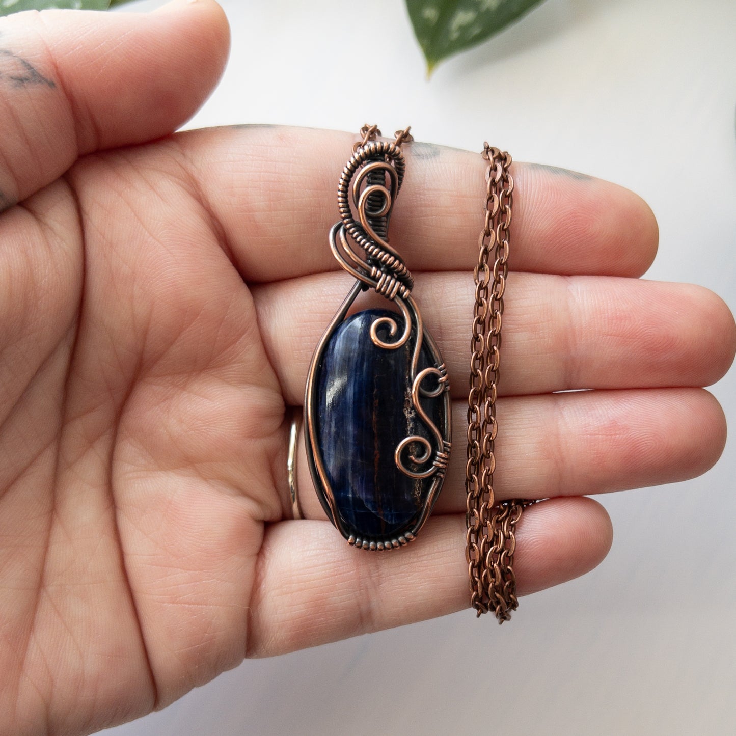 Sodalite & Copper Wrapped Pendant