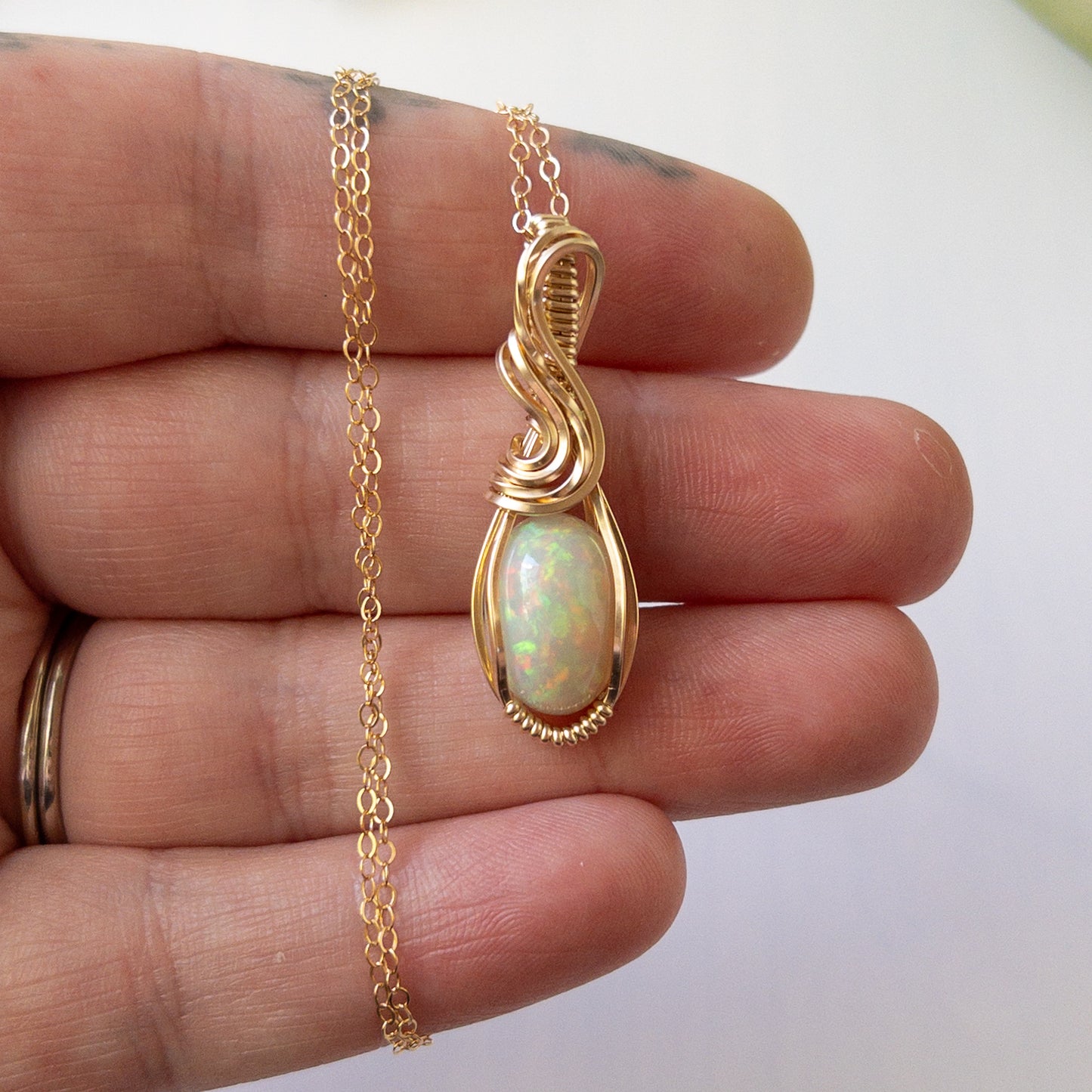 Phoebe - Opal & Gold Fill Wire Wrapped Pendant