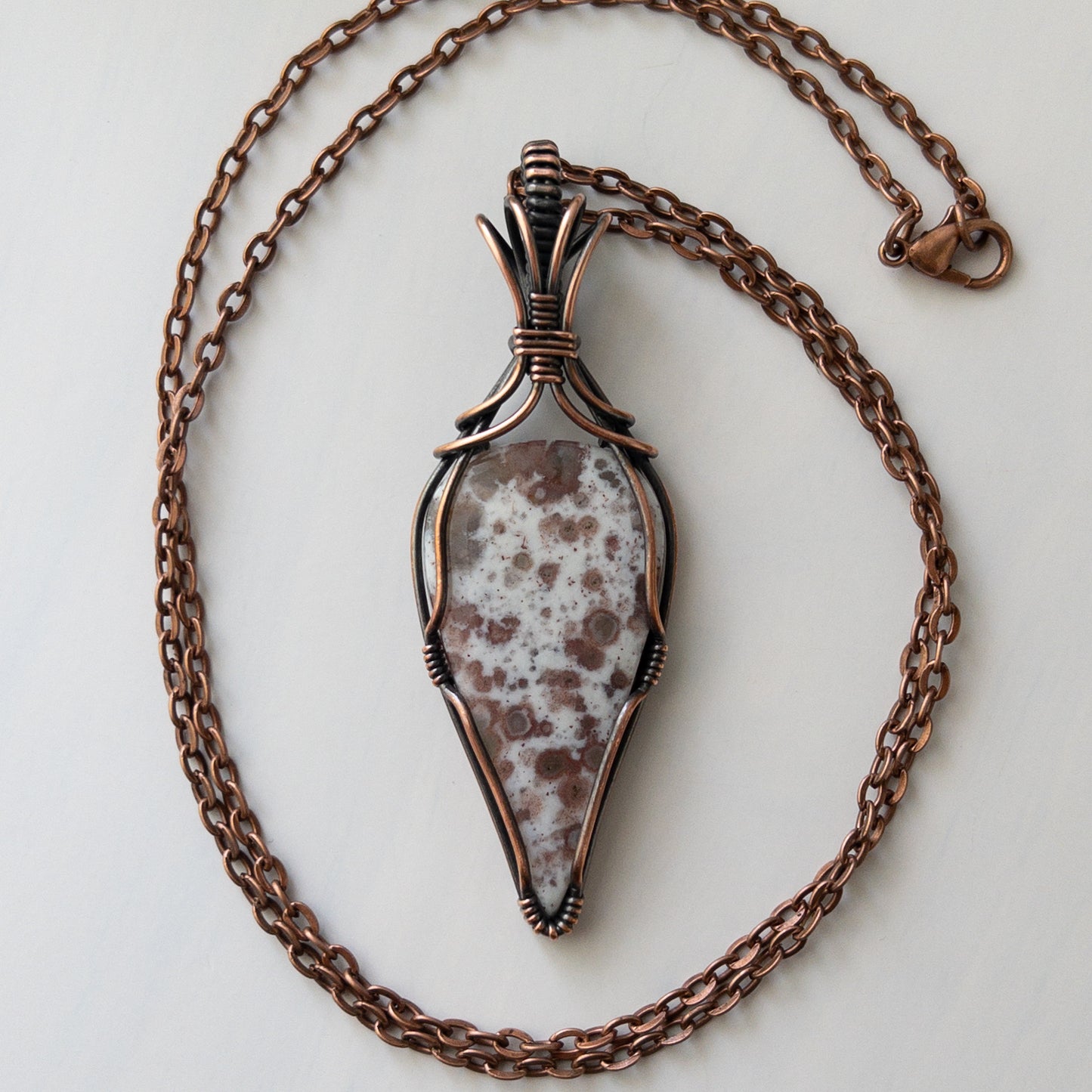 Speckled Agate Copper Wrapped Pendant