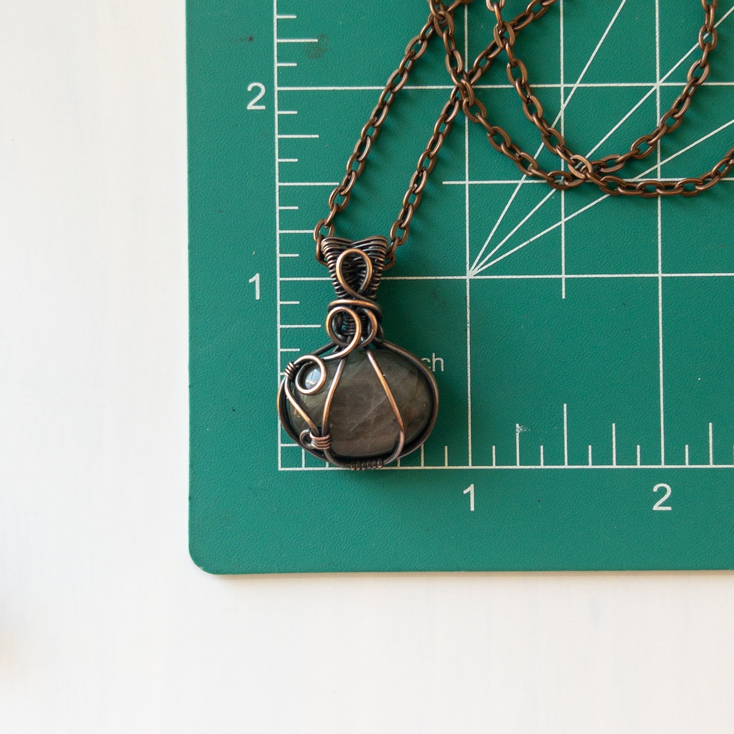 Pumpkin Pendant - Labradorite & Copper