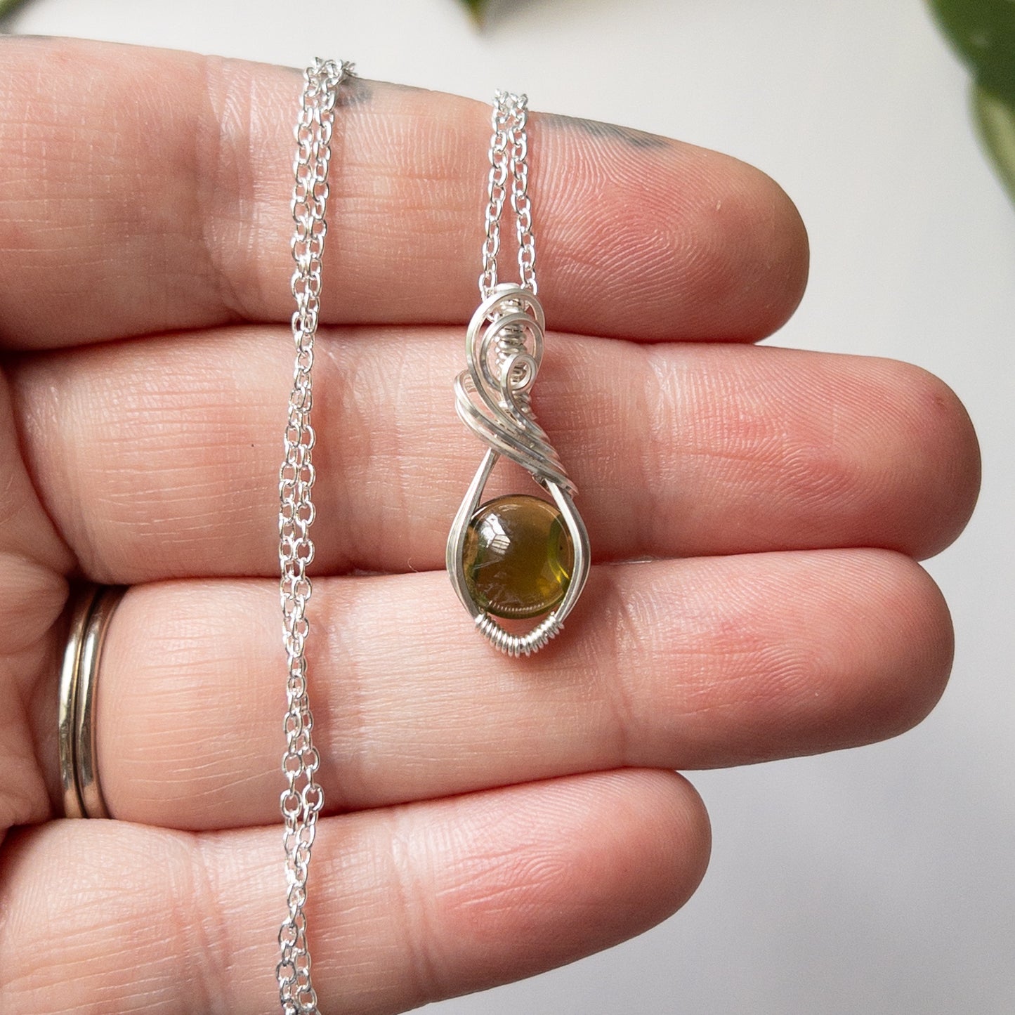 Peridot & Sterling Silver Wrapped Mini Pendant