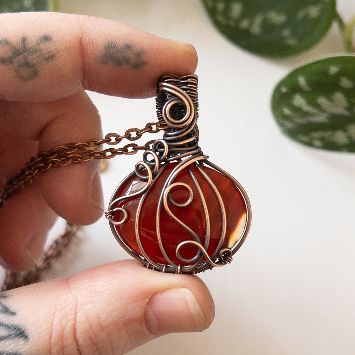 Pumpkin Pendant - Carnelian & Copper