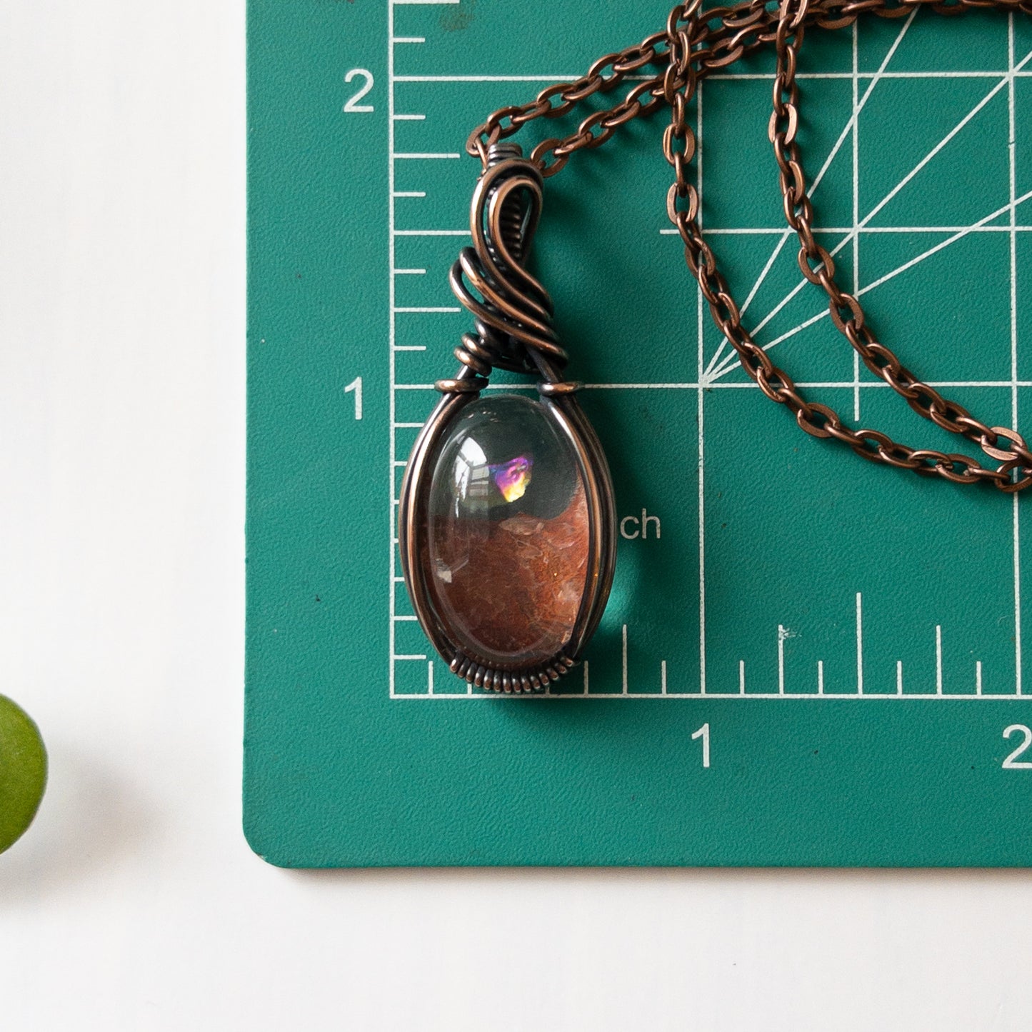 Fire Quartz & Copper Wrapped Pendant