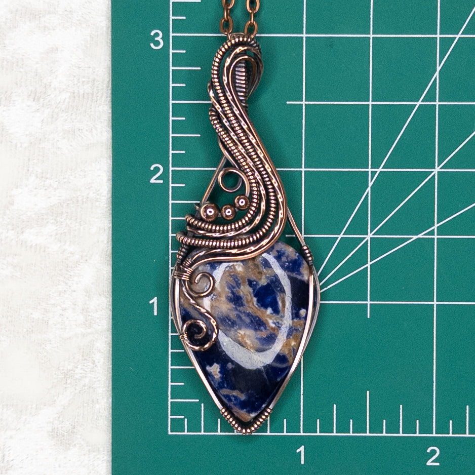 Swirly Sodalite Antiqued Copper Pendant