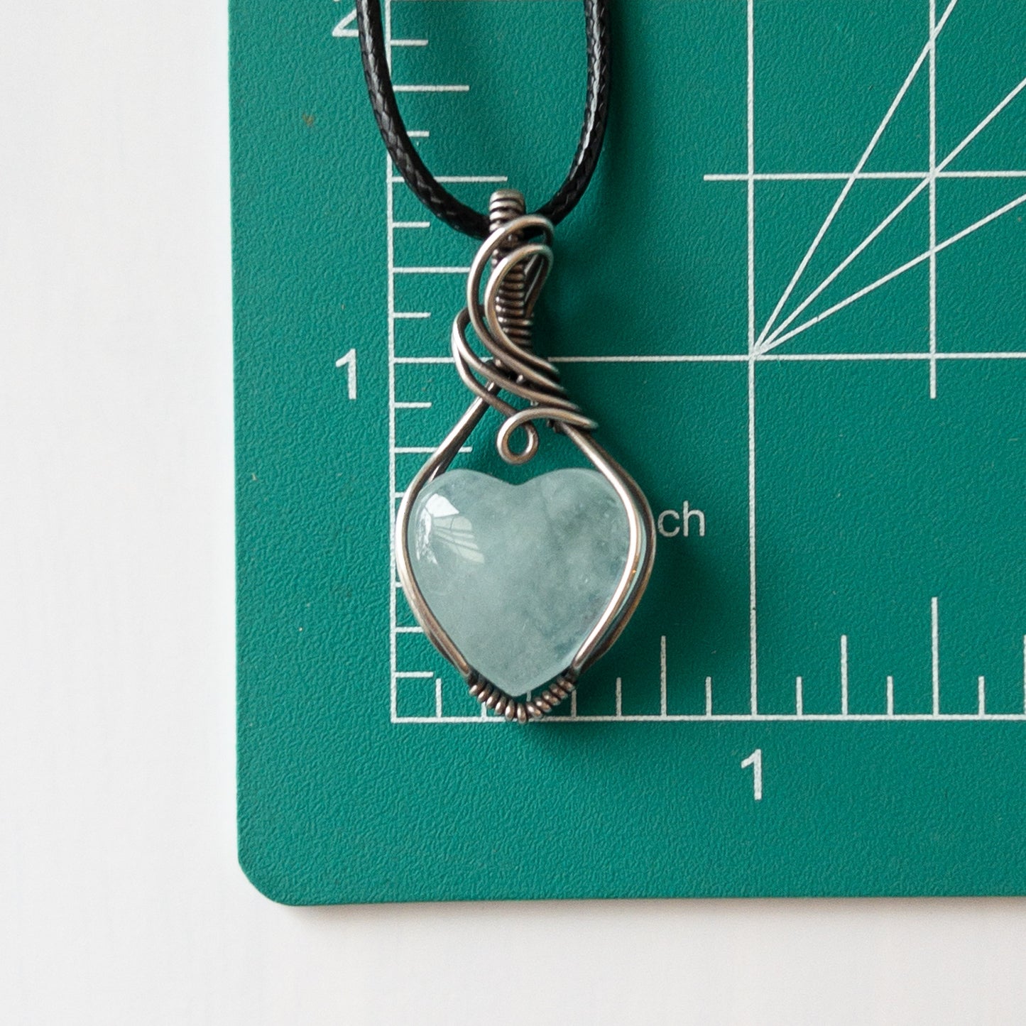 Aquamarine Heart & Sterling Silver Wrapped Pendant