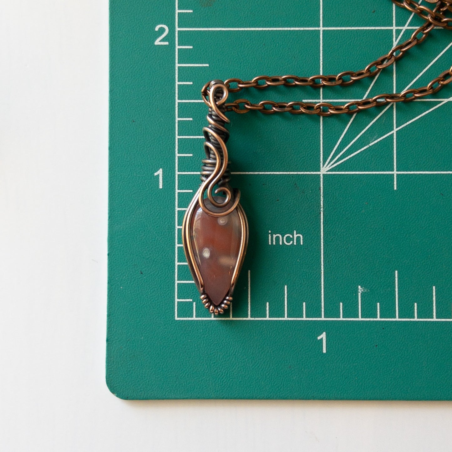 Pink Flower Agate Copper Pendant
